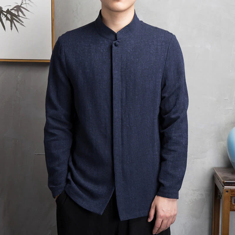 Buddha Stones Solid Color Chinese Tang Suit Jacket Men Clothing