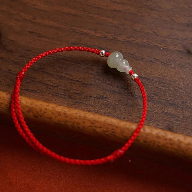 Buddha Stones Gourd Hetian Jade Red String Prosperity Bracelet Anklet