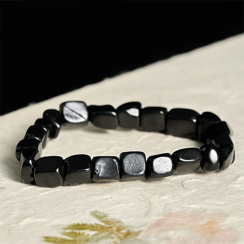 Buddha Stones 8mm Natural Authentic Shungite Stone Protection Beaded Bracelet