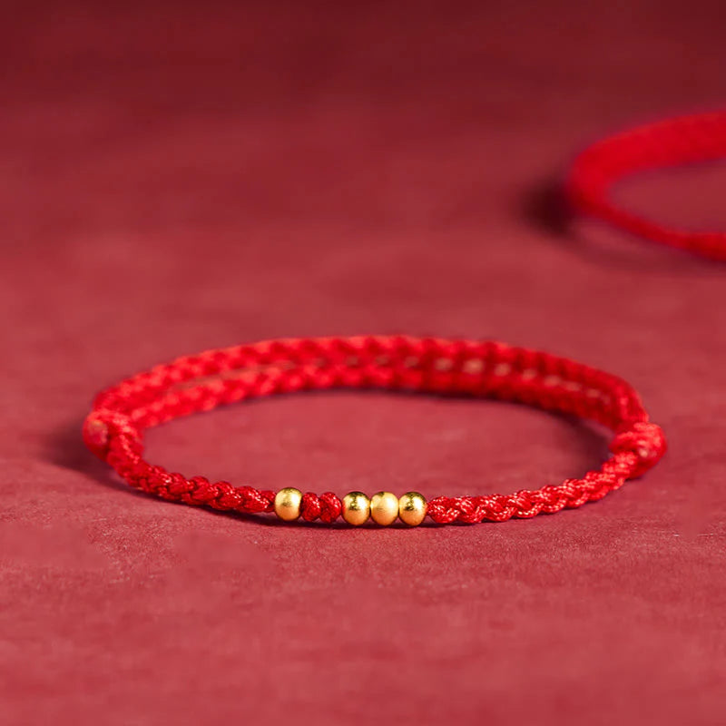 Buddha Stones Blessings for Clear Connections 925 Sterling Silver Plated Gold Beads Red String Bracelet Includes Gift Message Card