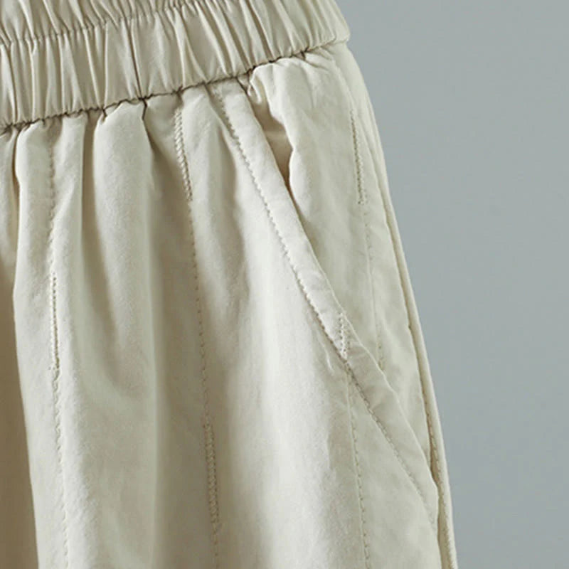 Buddha Stones Straight Lines Stripes Cotton Women's Harem Pants With Pockets