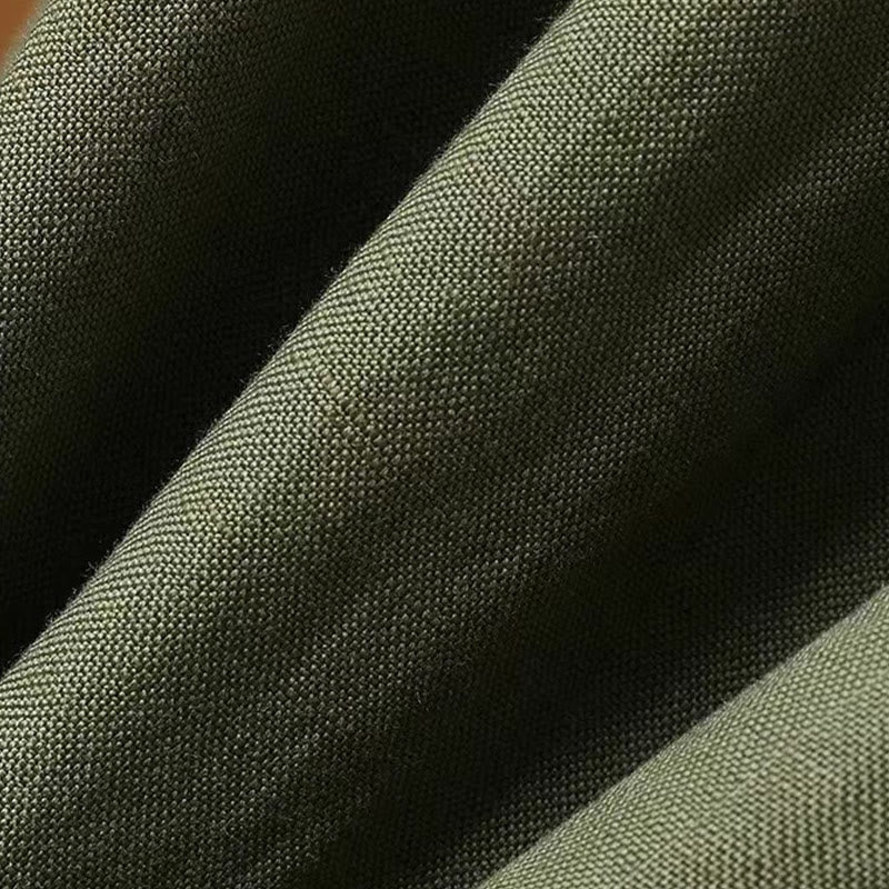 Buddha Stones Summer Casual Pure Color 7-8 Length Cotton Linen Women's Wide Leg Pants