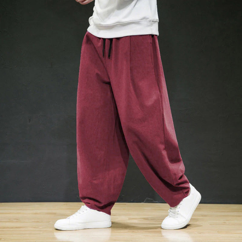 Buddha Stones Plain Casual Bloomer Men's Pants With Pockets