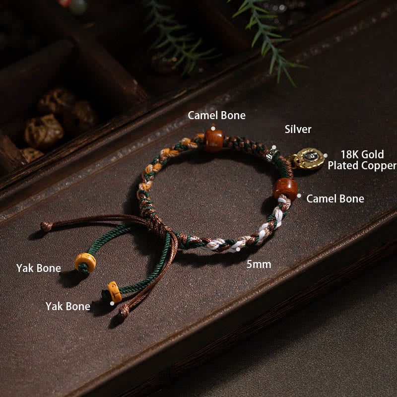 Buddha Stones Tibetan Bone Beads Luck Rope Bracelet