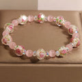 Buddha Stones Pink Crystal Liuli Glass Bead Cat's Eye Warmth Bracelet