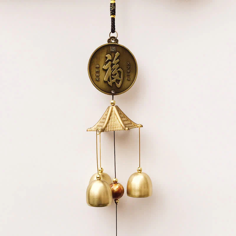 Buddha Stones Blessing Letter Elephant Bagua Auspicious Coin Wall Hanging Chime Bell Handmade Home Decoration