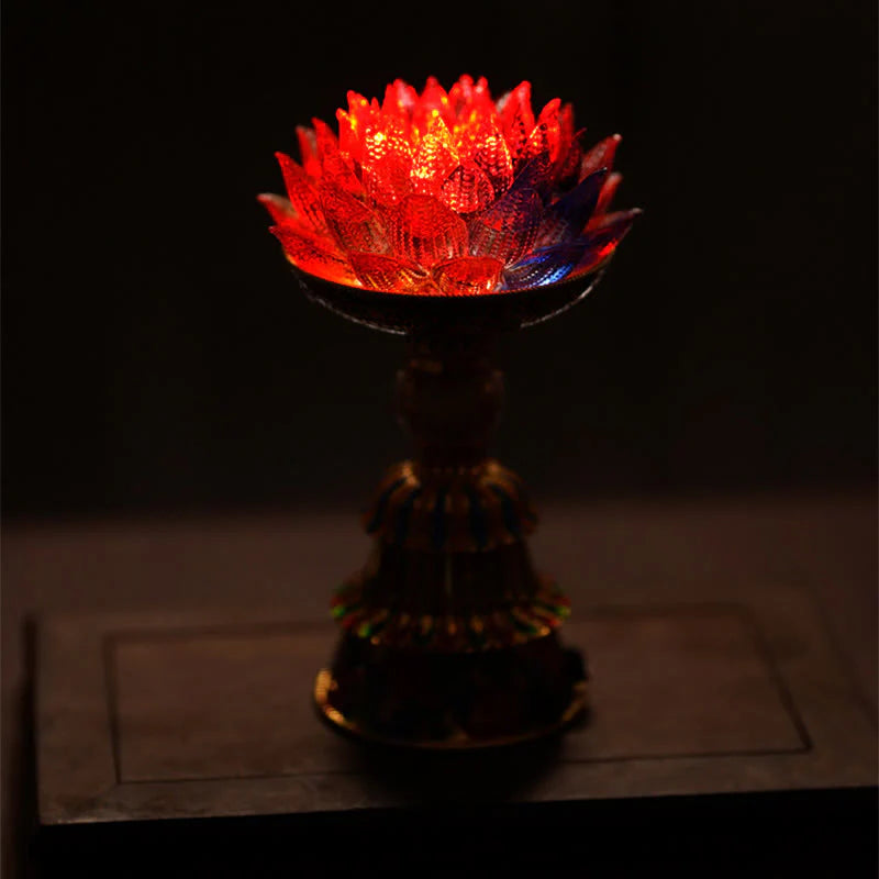 Buddha Stones Lotus Liuli Glass Eight Auspicious Symbols Base Enlightenment Home Decoration