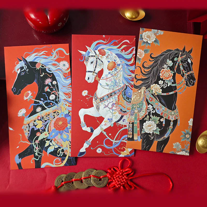 Buddha Stones 6pcs Colorful Chinese Red Envelope Year Of The Horse 2026 New Year