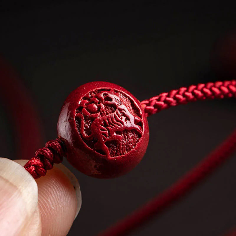 Buddha Stones Natural Cinnabar Chinese ZodiacÂ Gourd Calm Blessing Red String Belly Chain