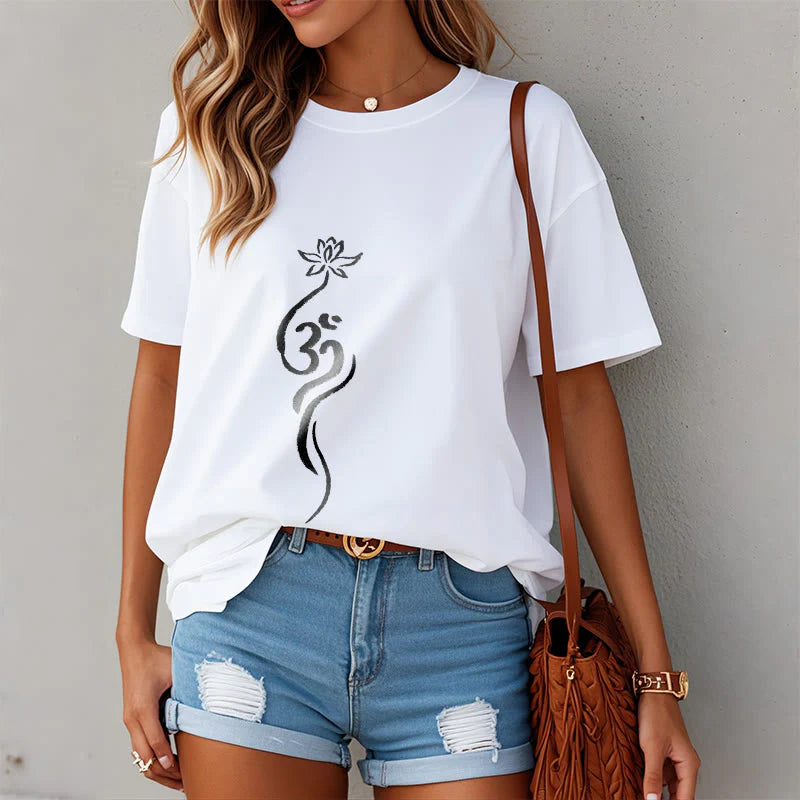 Buddha Stones Lotus Flower Om Design Tee T-shirt