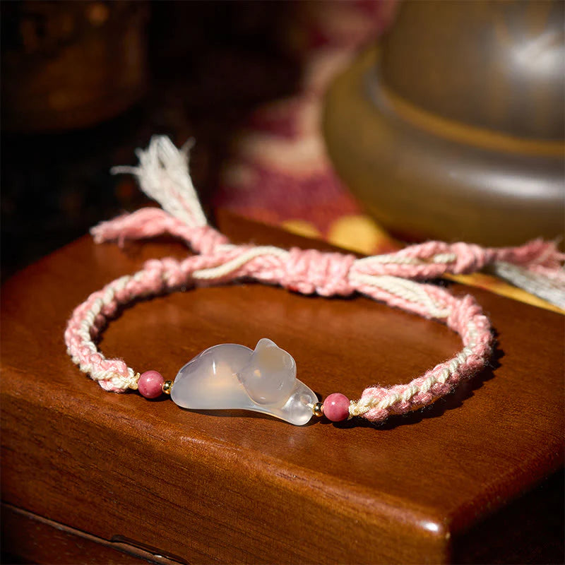 Buddha Stones Chalcedony Cat Positive Harmony Bracelet