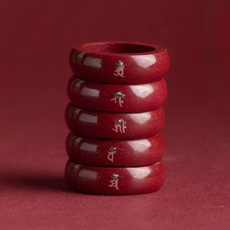 Buddha Stones Chinese Zodiac Year Of The Horse Cinnabar Blessing Ring