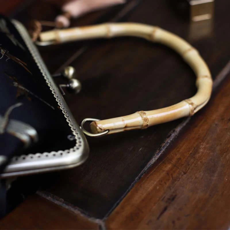 Buddha Stones Dragonfly Crane Bamboo Leaves Plum Blossom Bamboo Handles Handbag (Extra 30% Off | USE CODE: FS30)