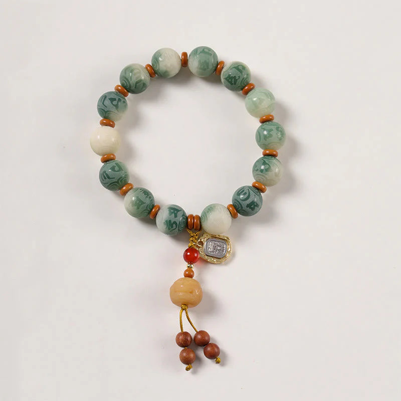 Buddha Stones Gradient Bodhi Seed Om Mani Padme Hum Carved Zakiram Peace Bracelet