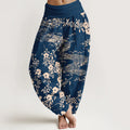 Buddha Stones Pure Cotton Simple Flowers Stream Pattern Women's Elastic Waist Harem Pants