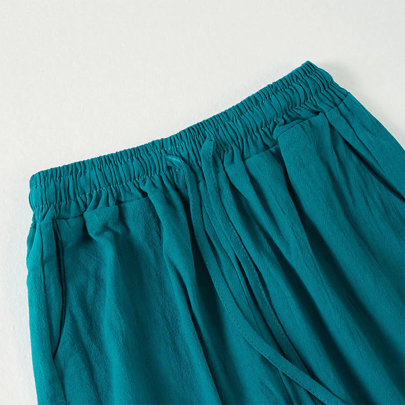 Buddha Stones Plain Bohemian Stripes Women's Wide Leg Pants With Pockets