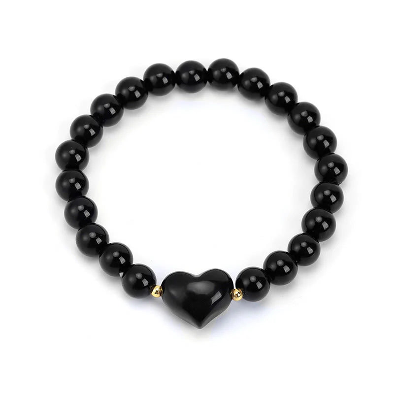 Buddha Stones Natural Amethyst Green Aventurine Tiger Eye Strawberry Quartz Love Heart Spiritual Bracelet
