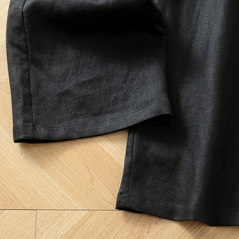 Buddha Stones Women's Spring High Elastic Waist Wide Leg Long Pants With Side Pockets