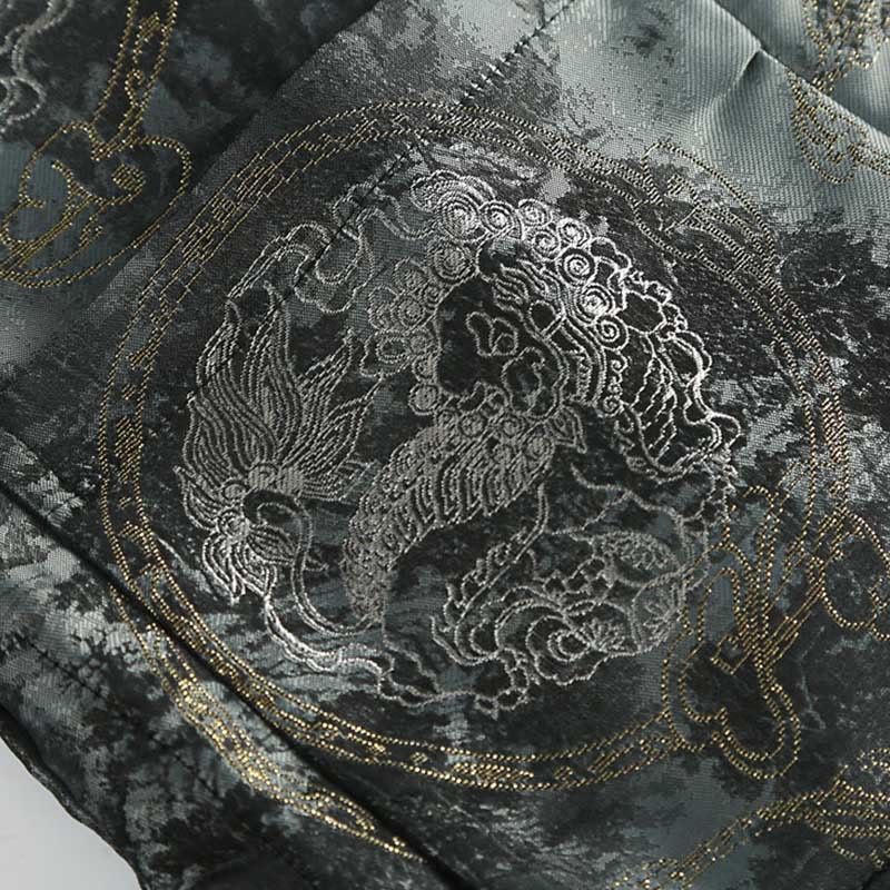 Buddha Stones Kirin Mountains Frog-Button Long Sleeve Men's Jacket With Pockets