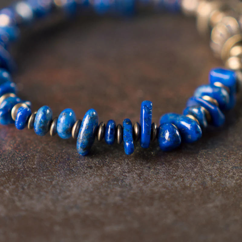 Buddha Stones Vintage Irregular Shape Design Lazurite Positive Bracelet