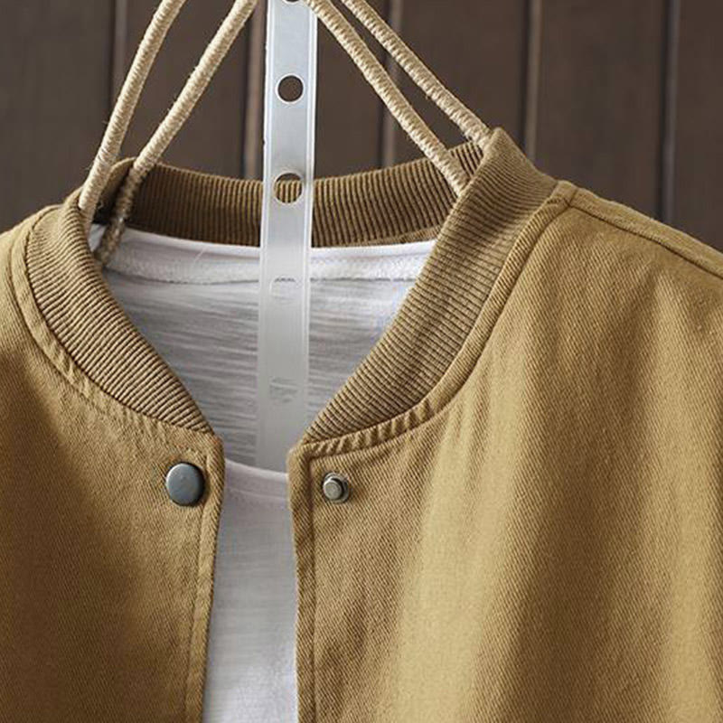 Buddha Stones Fall Button Down Women's Cotton Long Sleeve Outerwear Jacket With Pockets