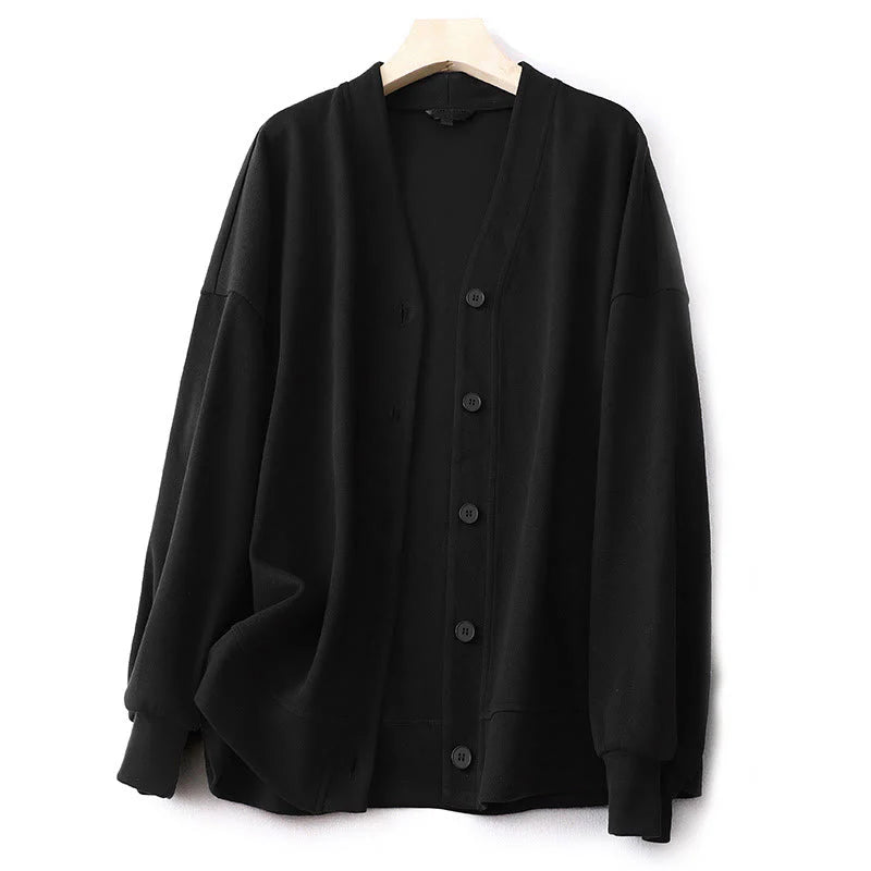 Buddha Stones Plain Buttons Women's Cotton Long Sleeve Jacket