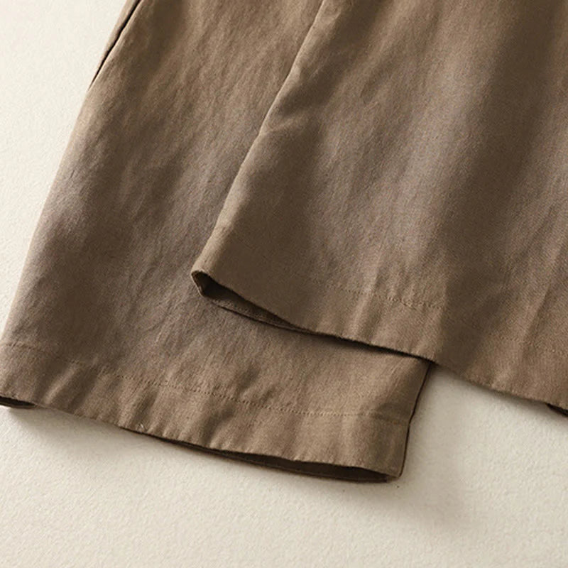 Buddha Stones Daily Plain Simple Design Cotton Linen Women's Pants With Pockets