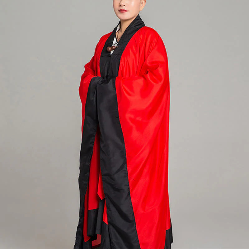 Buddha Stones Wudang Solid Color Long Wide Sleeve Unisex Taoist Robe Kimono For Qigong Tai Chi Ceremony