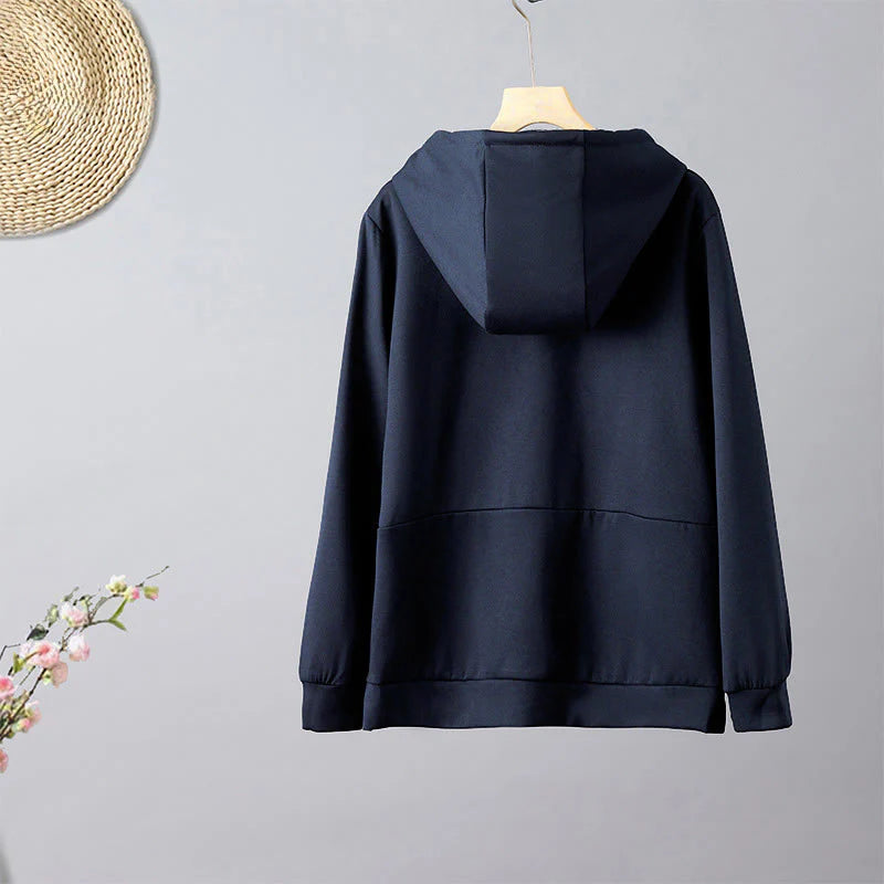 Buddha Stones Fall Embroidery Bear Long Sleeve Women's Hoodie