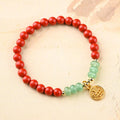 Buddha Stones Tibetan Cinnabar Green Aventurine Luck Bracelet Necklace