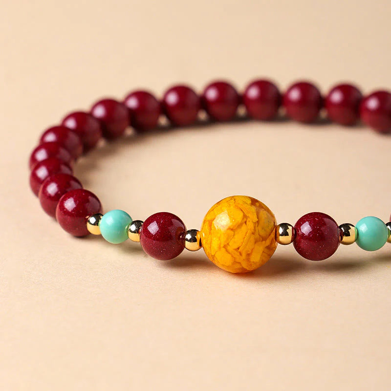 Buddha Stones Cinnabar Turquoise Keep Away Evil Spirits Bracelet