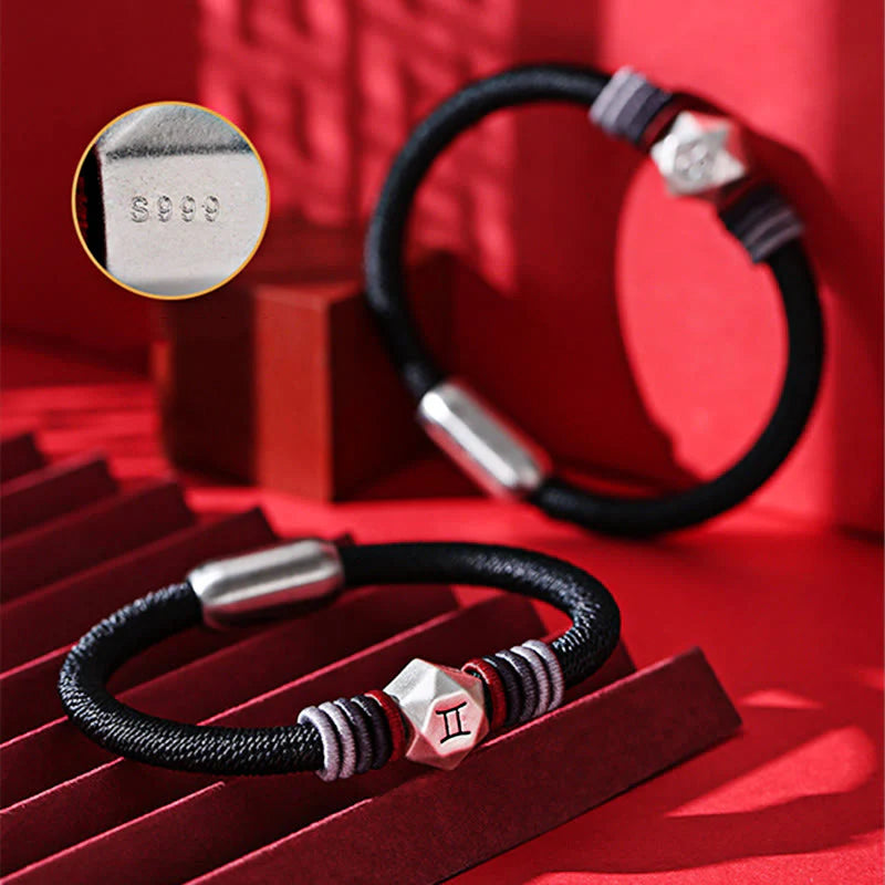 Buddha Stones 999 Sterling Silver 12 Constellations of the Zodiac Blessing Handmade String Bracelet (Extra 35% Off | USE CODE: FS35)