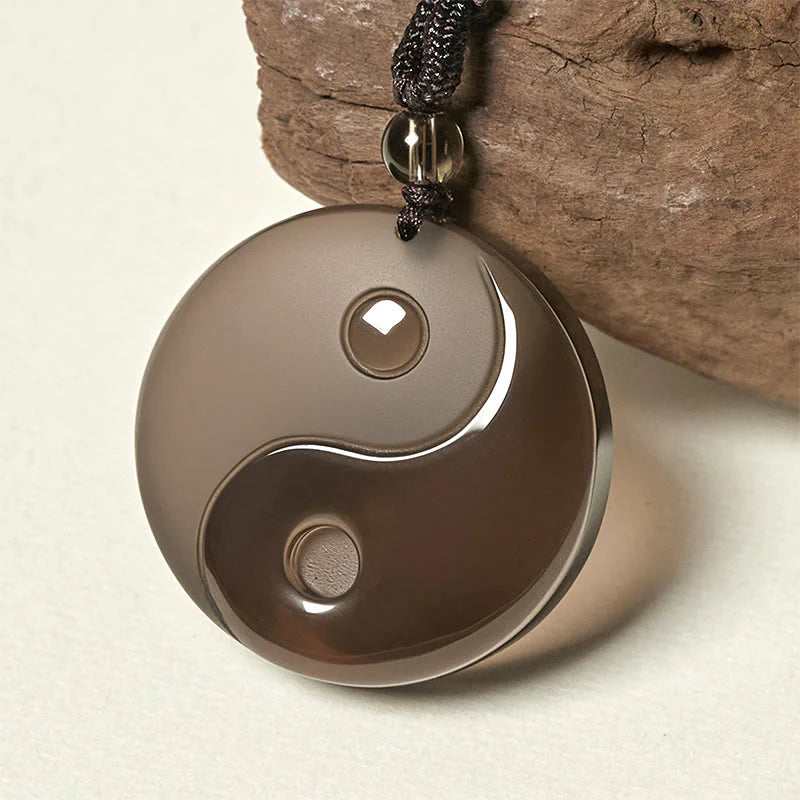 Buddha Stones Yin Yang Symbol Ice Obsidian Positive Necklace Pendant