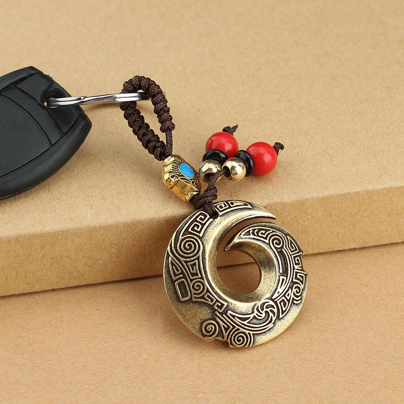 Buddha Stones Good Luck Fortune Copper Wealth Key Chain