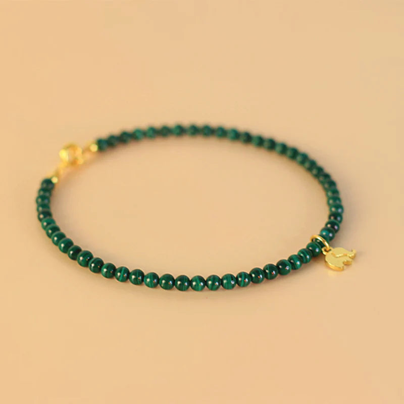 Buddha Stones Natural Malachite Elephant Anti-Anxiety Charm Bracelet