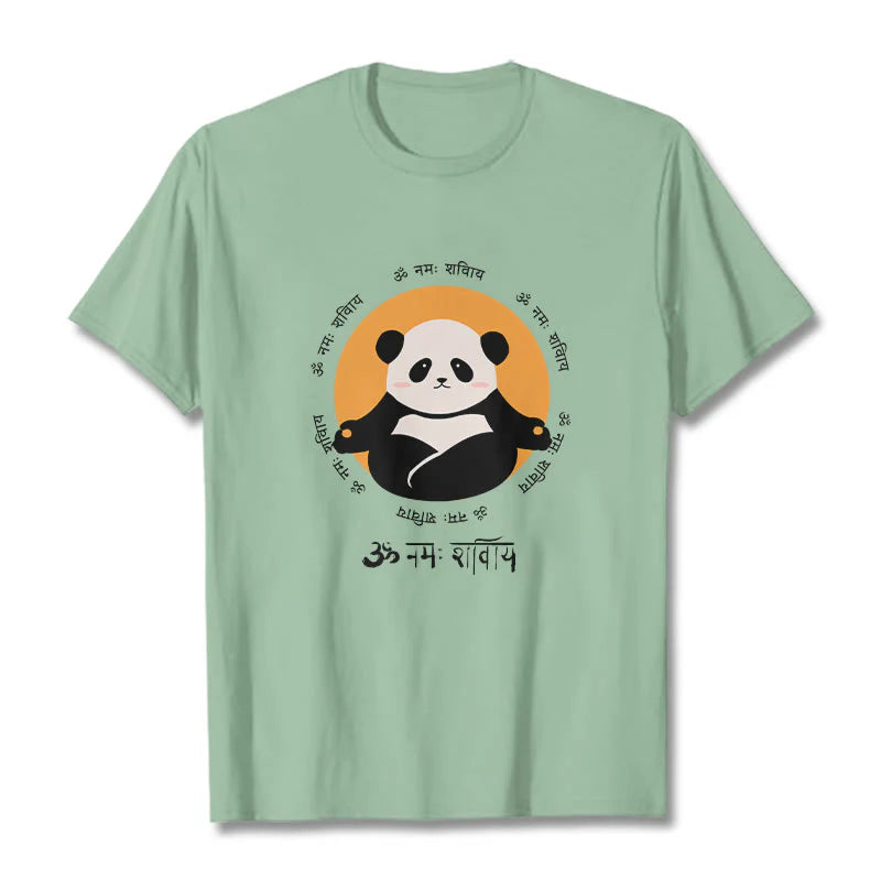 Buddha Stones Panda Sanskrit Namah Shivaya Tee T-shirt