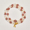Buddha Stones Natural Strawberry Quartz Crystal Bamboo Positive Double Wrap Bracelet