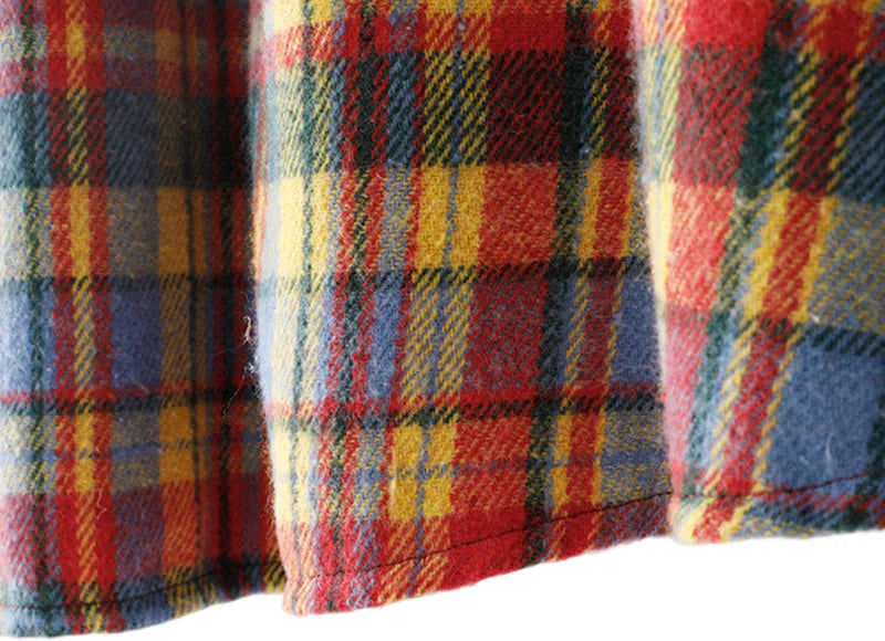 Buddha Stones Fall Winter Women's Plaid Pattern Cotton Skirt With Pockets