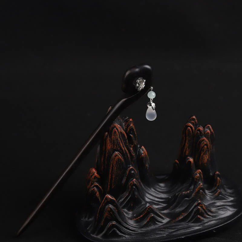 Buddha Stones Ebony Auspicious Cloud Courage Hairpin