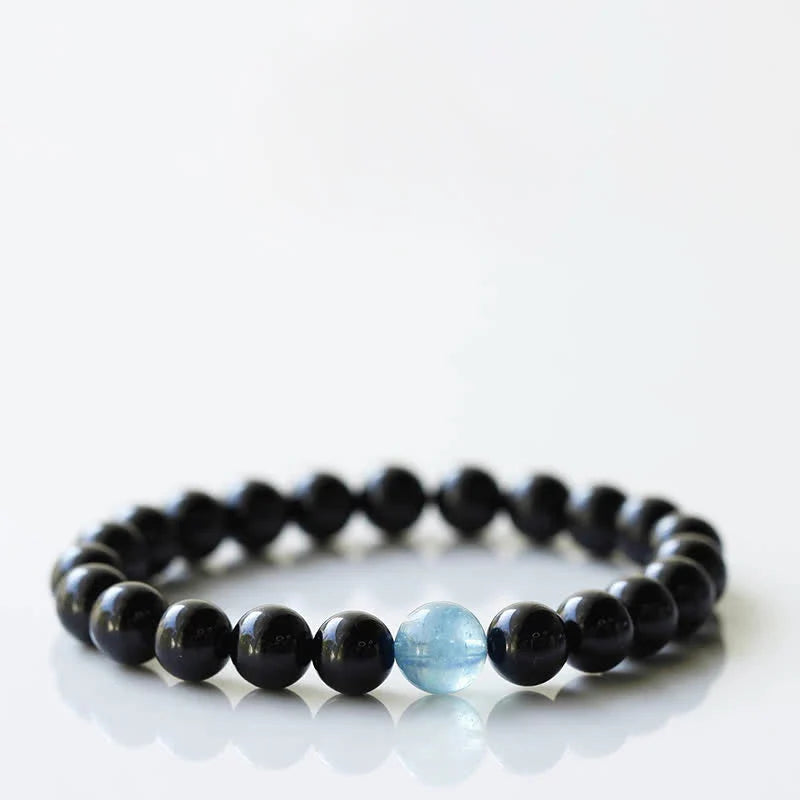 Buddha Stones Black Tourmaline Crystal Zodiac Animal Design Resilience Bracelet
