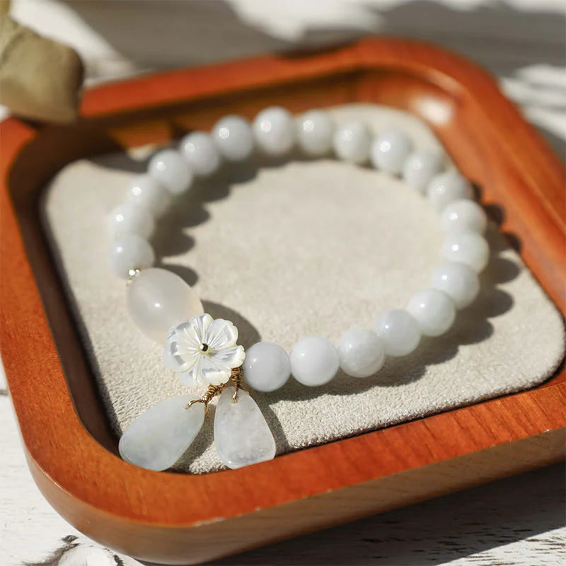 Buddha Stones Hoping for Purity and PeaceNatural White Jade Bracelet Includes Gift Message Card