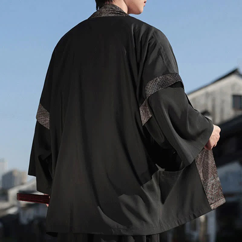 Buddha Stones Summer Casual Zen Lapel Collar Men's Elbow-Length Sleeve Kimono