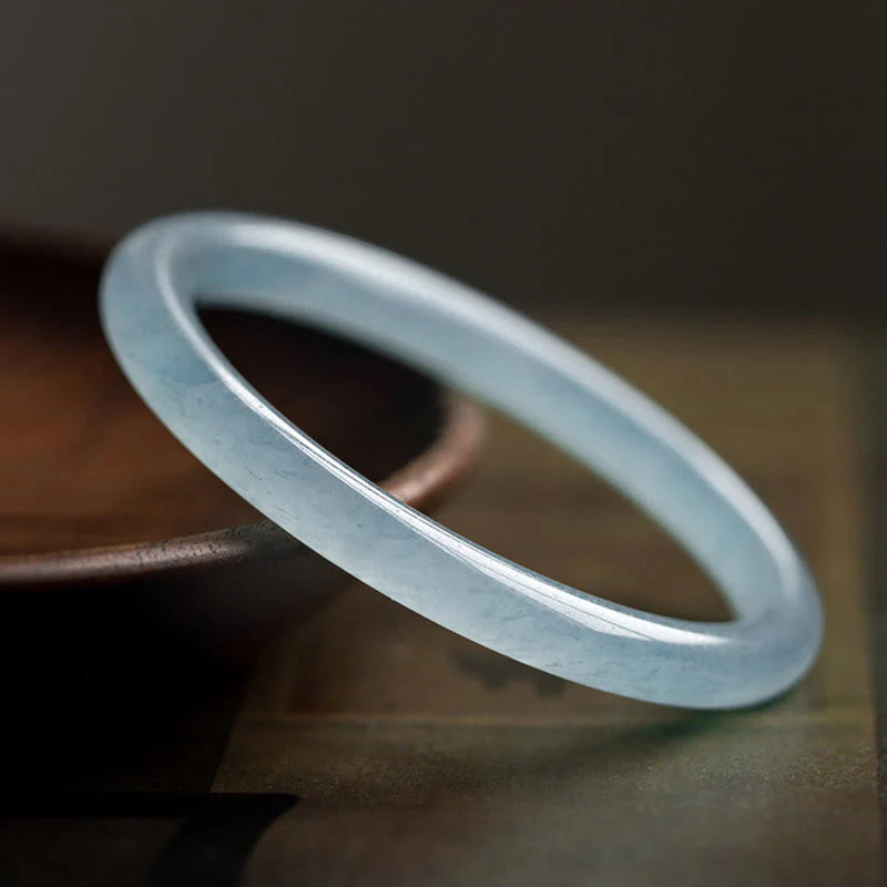 Buddha Stones Natural Aquamarine Serenity Bangle Bracelet (Extra 30% Off | USE CODE: FS30)