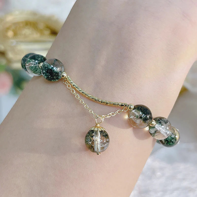 Buddha Stones Green Phantom Crystal Confidence Charm Bracelet