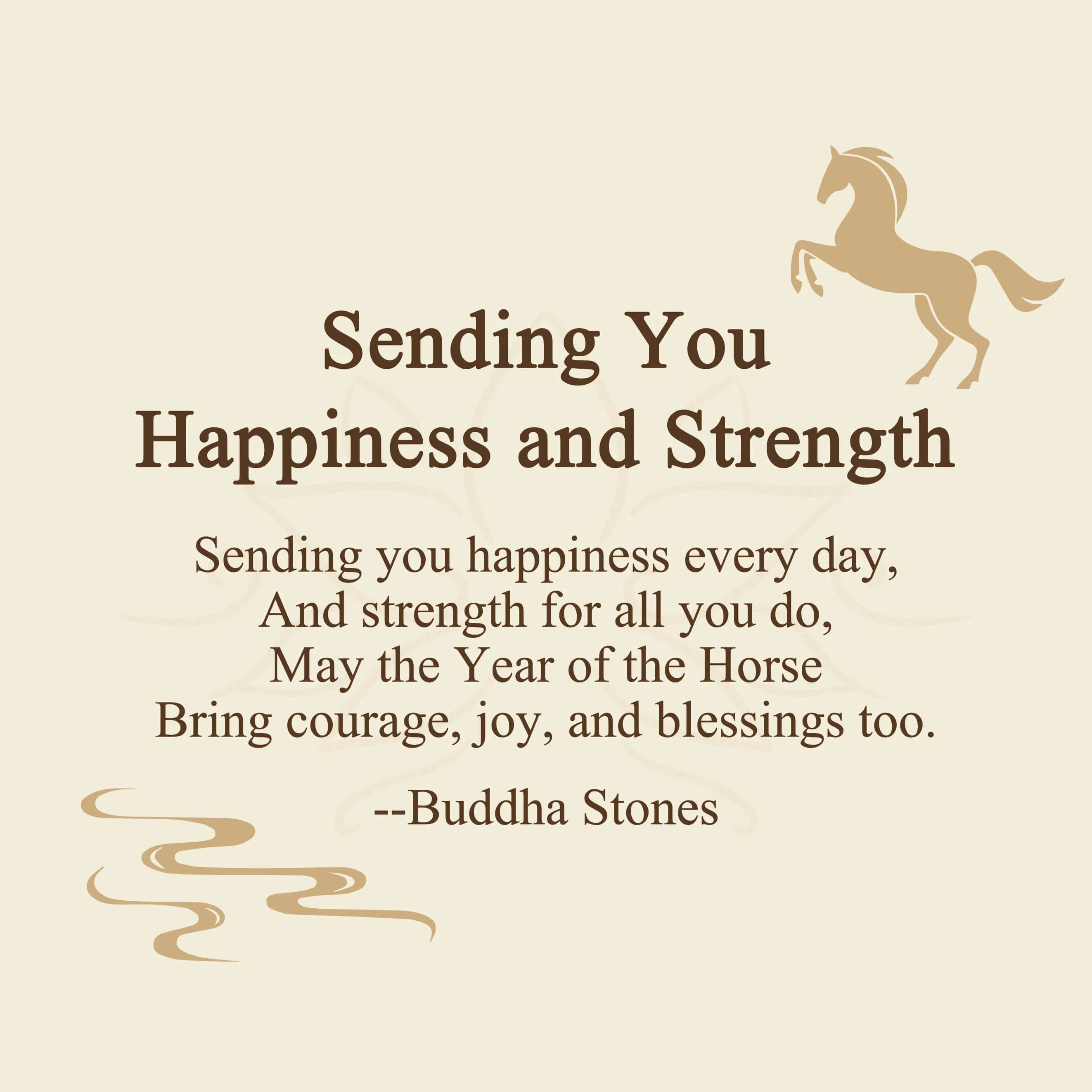Buddha Stones Sending You Happiness and Strength Year of the Horse String Includes Gift Message Card