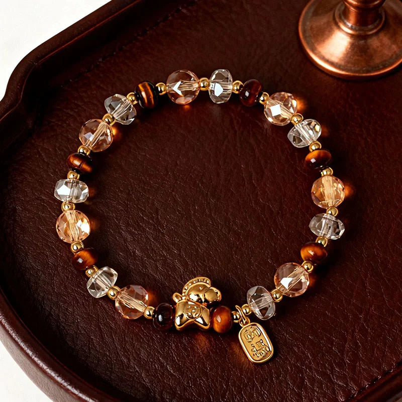 Buddha Stones Tiger Eye Ice Obsidian Pearl Year Of The Horse Lucky Fortune Prosperity Bracelet