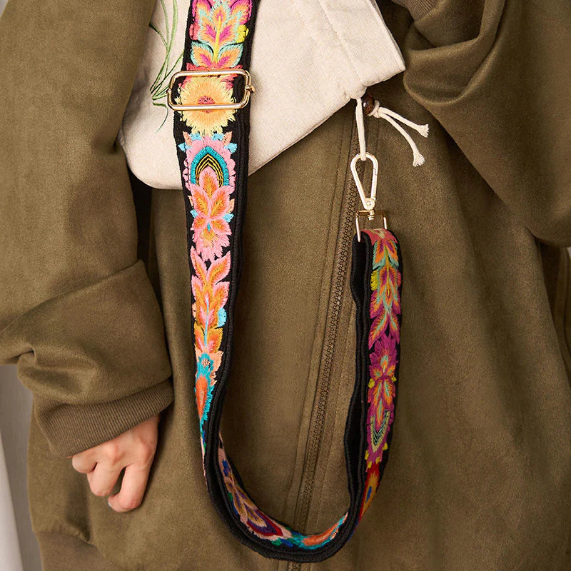 Buddha Stones Multicolor Sunflower Embroidery Adjustable Handbags Crossbody Shoulder Bag Straps