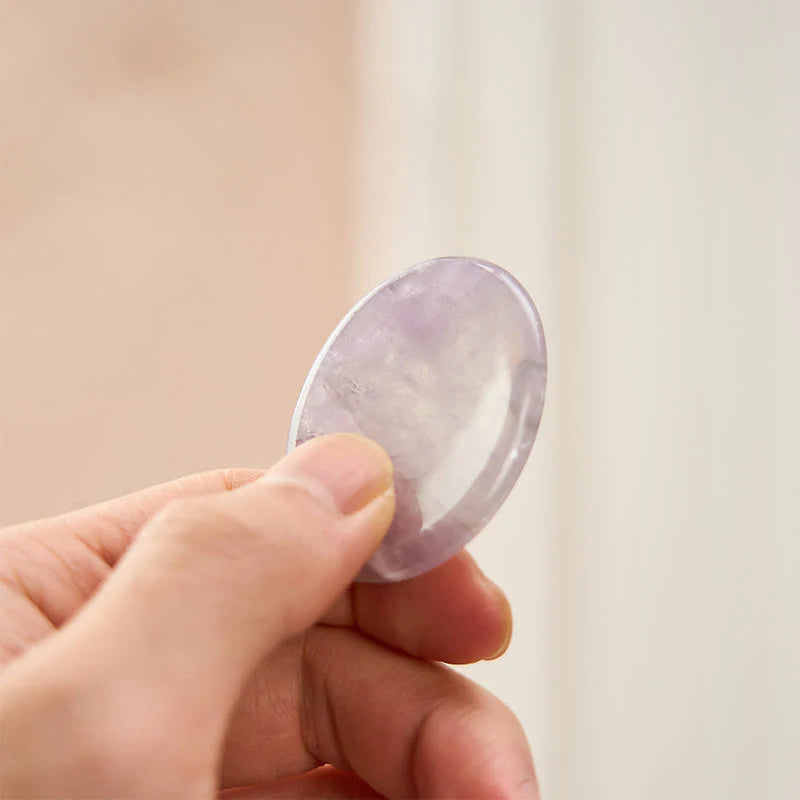 Buddha Stones Calm & Strength Natural Small Light Amethyst Worry Stone Protection Crystal Decor 3.5*4.5cm