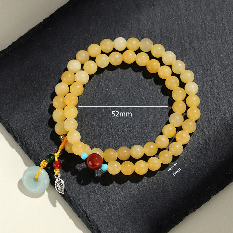 Buddha Stones Topaz Peace Buckle Double Wrap Design Wealth Bracelet