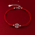 Buddha Stones 925 Sterling Silver Hollow Copper Coin Luck String Bracelet